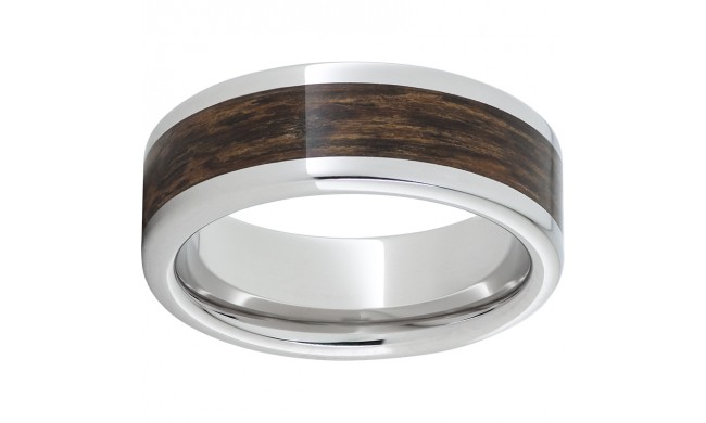 Serinium Pipe Cut Band with Exotic Bocote Wood Inlay