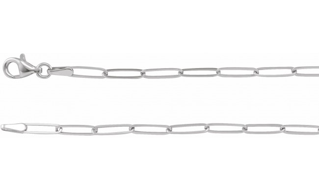 14K White 2.6 mm Elongated Link Chain 7 Bracelet