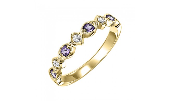 Gems One 14Kt Yellow Gold Diamond (1/20Ctw) & Amethyst (1/6 Ctw) Ring