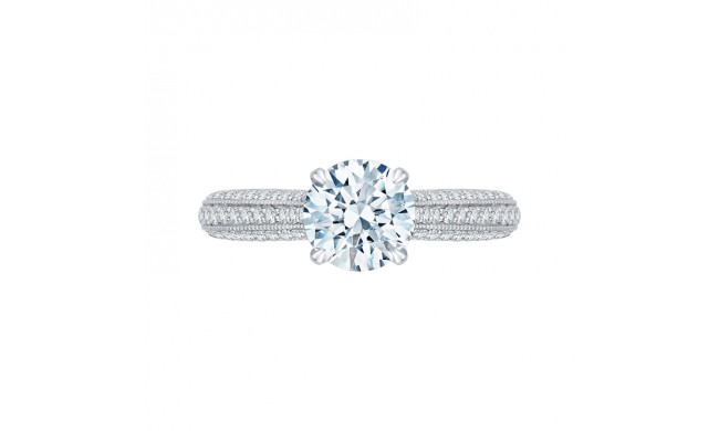 Shah Luxury 14K White Gold Round Diamond Cathedral Style Engagement Ring (Semi-Mount)