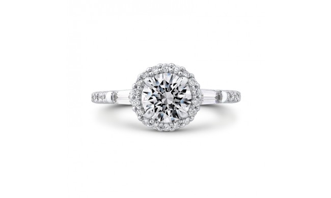 Shah Luxury 14K White Gold Round Diamond Halo Engagement Ring (Semi-Mount)