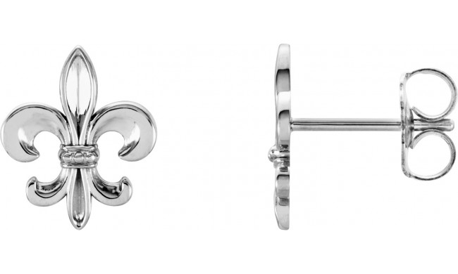 14K White Fleur-De-Lis Earrings