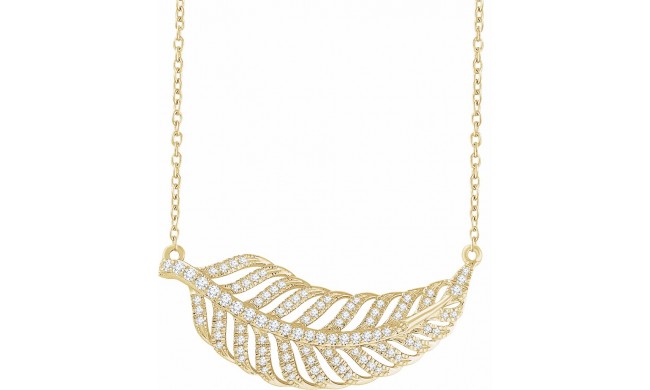 14K Yellow 3/8 CTW Diamond Leaf 16-18 Necklace