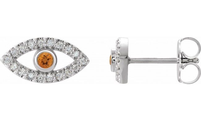 14K White Citrine & White Sapphire Earrings