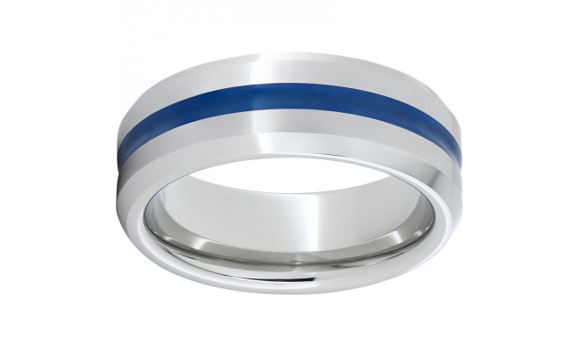 Serinium Beveled Edge Band with Thin Blue Line Inlay