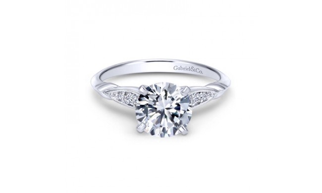 Gabriel & Co. 14k White Gold Victorian Straight Engagement Ring