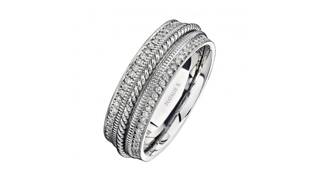 14k White Gold Pave Diamond Edge Men's Band