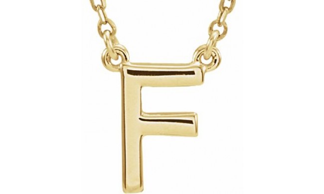 14K Yellow Block Initial F 16 Necklace