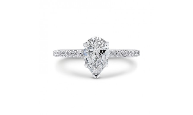 Shah Luxury 14K White Gold Pear Diamond Engagement Ring (Semi-Mount)