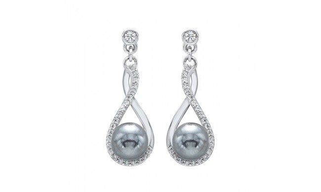 Gems One Silver Cubic Zirconia & Pearl (2 Ctw) Earring