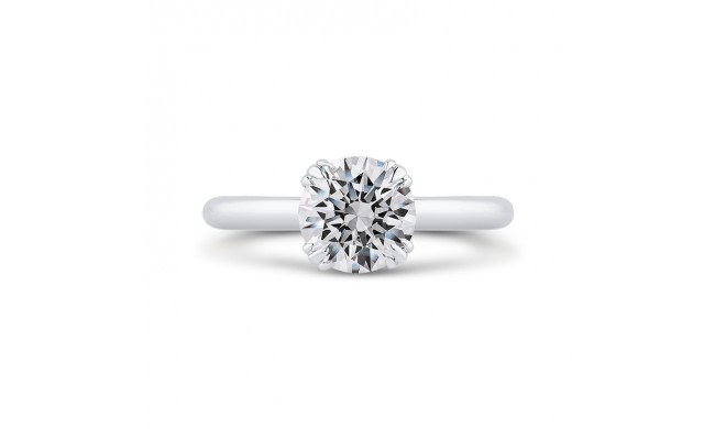 Shah Luxury 14K White Gold Round Diamond Engagement Ring (Semi-Mount)