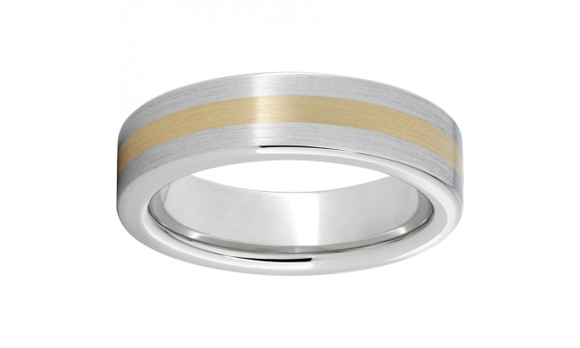 Serinium Pipe Cut Band with a 2mm 14K Yellow Gold Inlay and Satin Finish