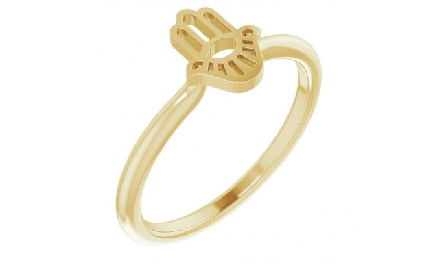 14K Yellow Hamsa Stackable Ring