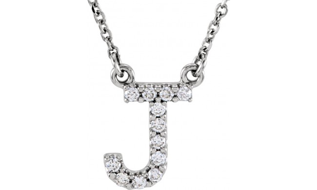 14K White Initial J 1/8 CTW Diamond 16 Necklace