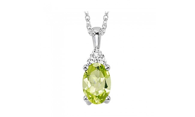 Gems One 10Kt White Gold Diamond (1/50Ctw) & Peridot (1/2 Ctw) Pendant