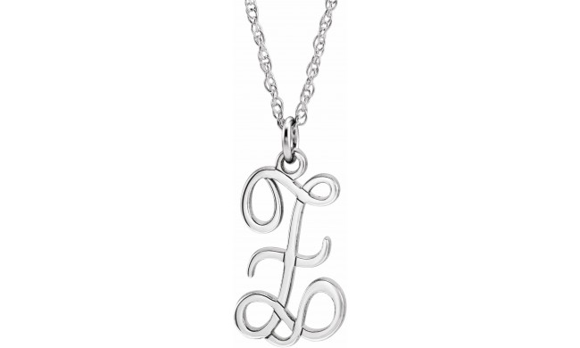 14K White Script Initial Z 16-18 Necklace