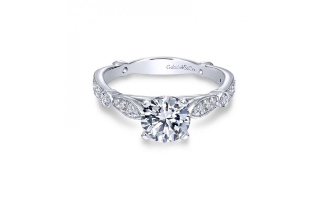 Gabriel & Co. 14k White Gold Victorian Straight Engagement Ring