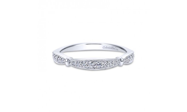 Gabriel & Co. 14k White Gold Victorian Diamond Wedding Band