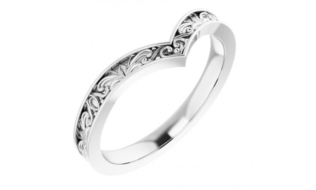 14K White Vintage-Inspired V Ring