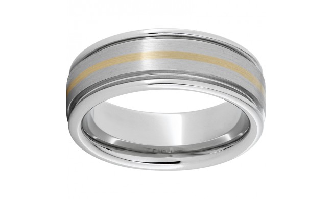 Serinium Rounded Edge Band with a 1mm 14K Yellow Gold Inlay and Satin Finish