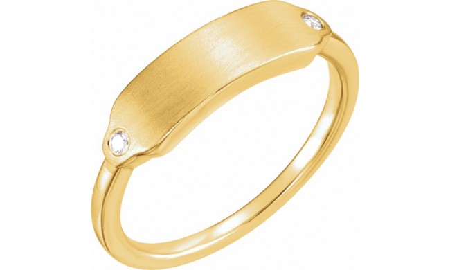 14K Yellow .03 CTW Diamond 18x5 mm Rectangle Signet Ring