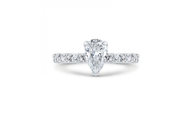 Shah Luxury 14K White Gold Pear Cut Diamond Engagement Ring (Semi-Mount)