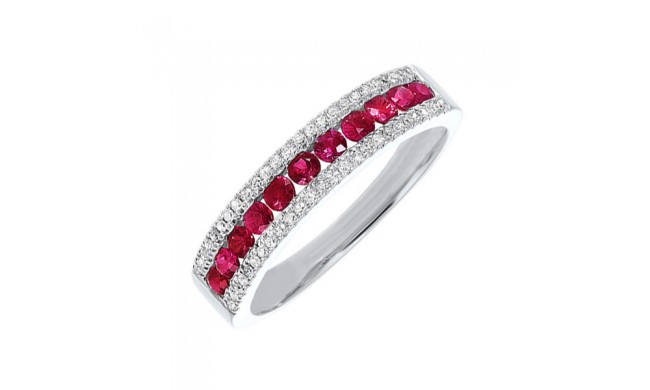 Gems One 14Kt White Gold Diamond (1/8Ctw) & Ruby (1/2 Ctw) Ring