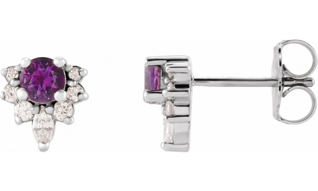 14K White Amethyst & 1/6 CTW Diamond Earrings
