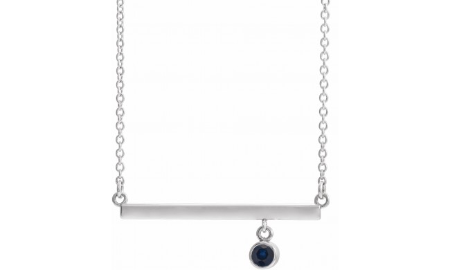 14K White Blue Sapphire Bezel-Set 18 Bar Necklace