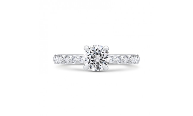 Shah Luxury 14K White Gold Round Cut Diamond 1/2 Run Engagement Ring (Semi-Mount)