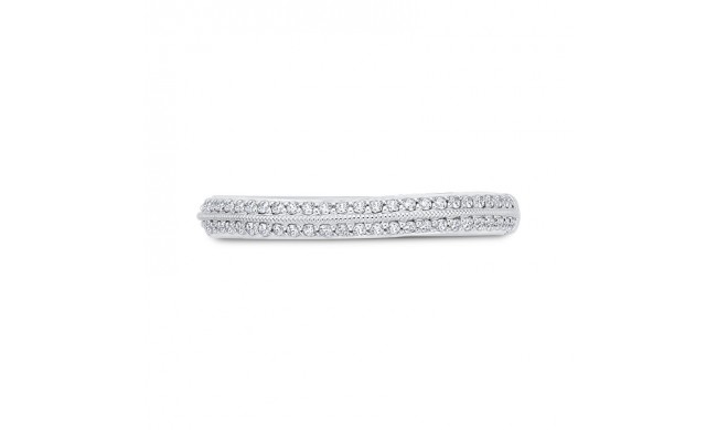 Shah Luxury 14K White Gold Round Diamond Wedding Band with Euro Shank