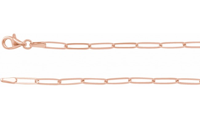14K Rose 2.6 mm Elongated Link Chain 7 Bracelet