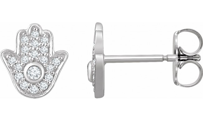 14K White 1/5 CTW Diamond Hamsa Earrings