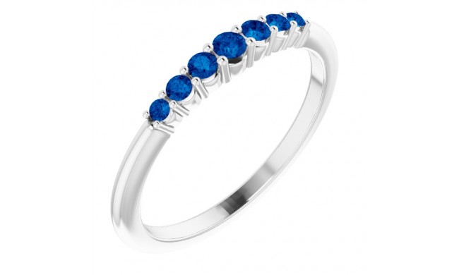 14K White Blue Sapphire Stackable Ring