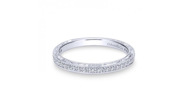 Gabriel & Co. 14k White Gold Victorian Diamond Wedding Band