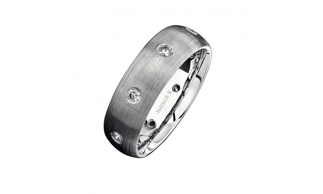 14k White Gold Bezel Finished Diamond Men's Band