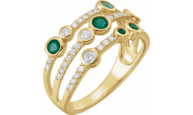 14K Yellow Emerald & 3/8 CTW Diamond Ring