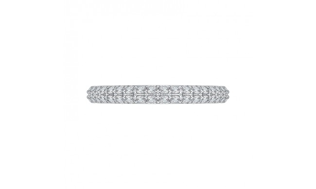 Shah Luxury 14K White Gold Round Diamond Wedding Band with Euro Shank
