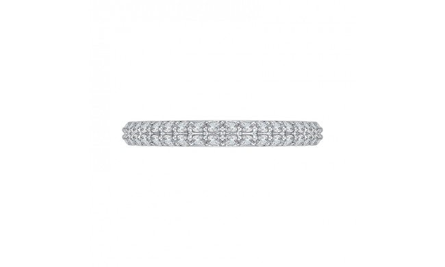 Shah Luxury 14K White Gold Round Diamond Wedding Band with Euro Shank