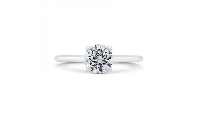 Shah Luxury 14K White Gold Diamond Engagement Ring with Plain Shank (Semi-Mount)
