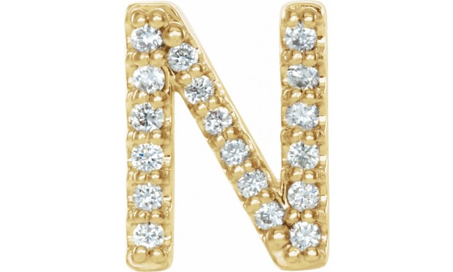 14K Yellow .06 CTW Diamond Single Initial N Earring