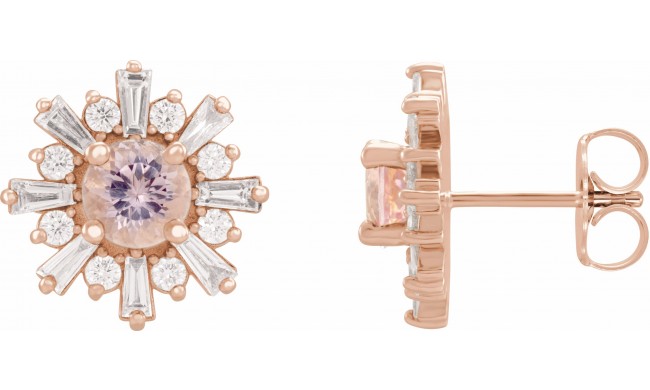 14K Rose Morganite & 3/4 CTW Diamond Earrings