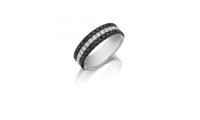 Henri Daussi 7mm Men's Wedding Band  Platinum White B 2.35 Ctw., W 1.50 Ctw. Black Diamond, White Diamond