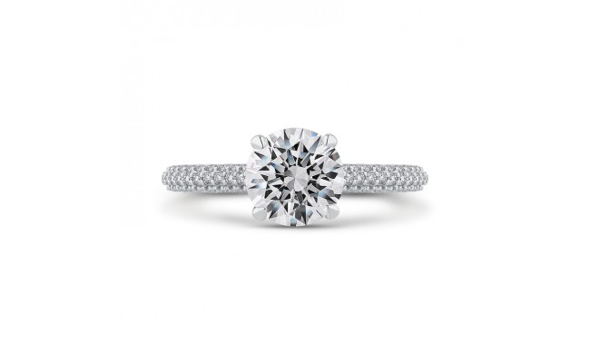 Shah Luxury 14K White Gold Round Diamond Cathedral Style Engagement Ring (Semi-Mount)