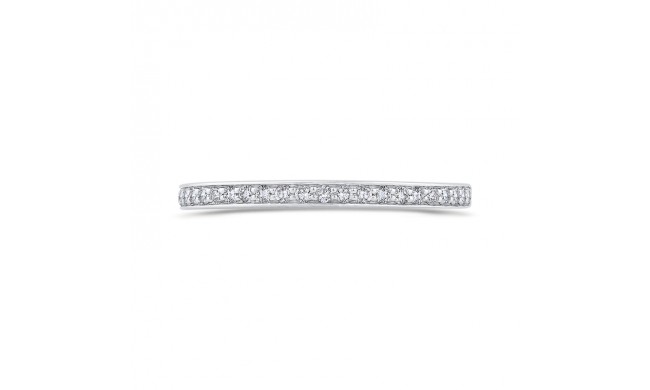 Shah Luxury 14K White Gold Round Cut Diamond Half-Eternity Wedding Band