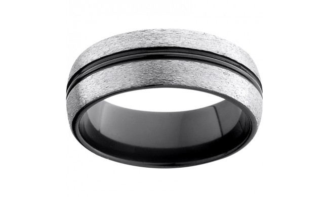 Black Zirconium Double Domed Band with Stone Finish
