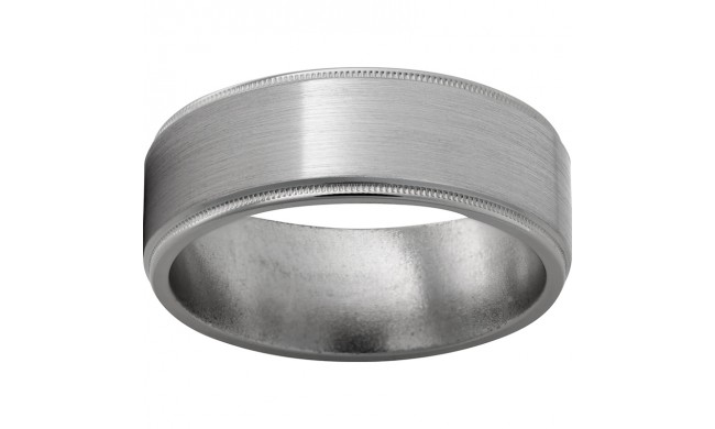 Titanium Flat Band with Milgrain Grooved Edges and Satin Finish