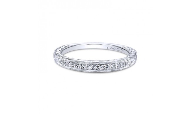 Gabriel & Co. 14k White Gold Victorian Diamond Wedding Band