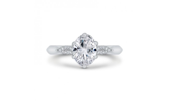 Shah Luxury 14K White Gold Oval Cut Diamond Engagement Ring (Semi-Mount)