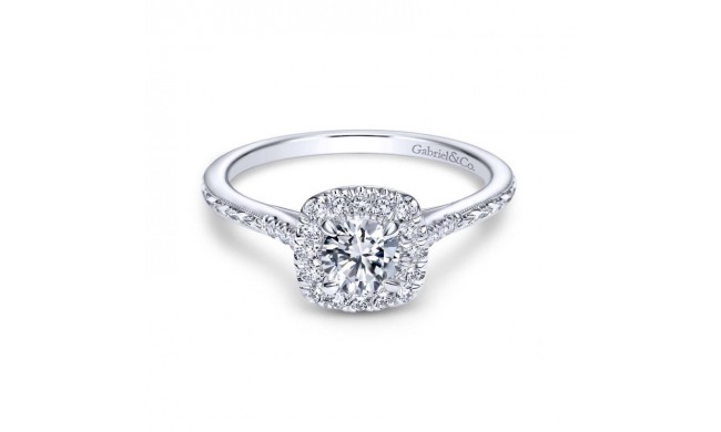 Gabriel & Co. 14k White Gold Victorian Halo Engagement Ring